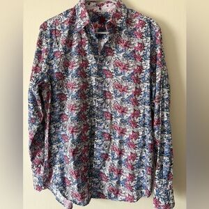ROBERT GRAHAM medium pink and blue leaf pattern